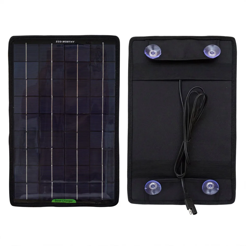 ECO-WORTHY 12 Volts 10 Watts Portable Power Solar Panel Battery Charger Backup for Car Boat with Alligator Clip Adapter ECO-WORTHY 12 Volts 10 Watts Portable Power Solar Panel Battery Charger Backup for Car Boat with Alligator Clip Adapter