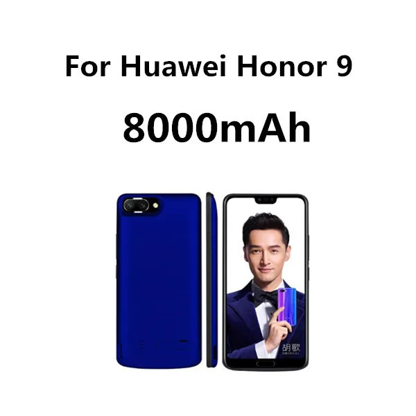 Egeedigi Silicone Shockproof External Battery Charging Back Cover For Huawei Honor V10 V20 9 10 Power Bank Battery Charge Case - Цвет: Honor9 Blue