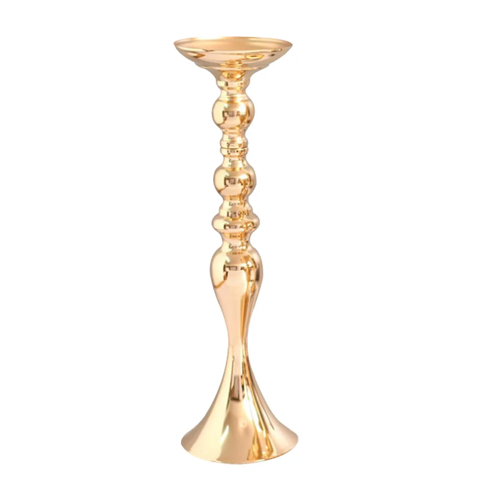 1 Piece Colored Candle Holders Metal Candlestick Flower Vase Table Centerpiece Event Flower Rack Road Lead Wedding Decoration 