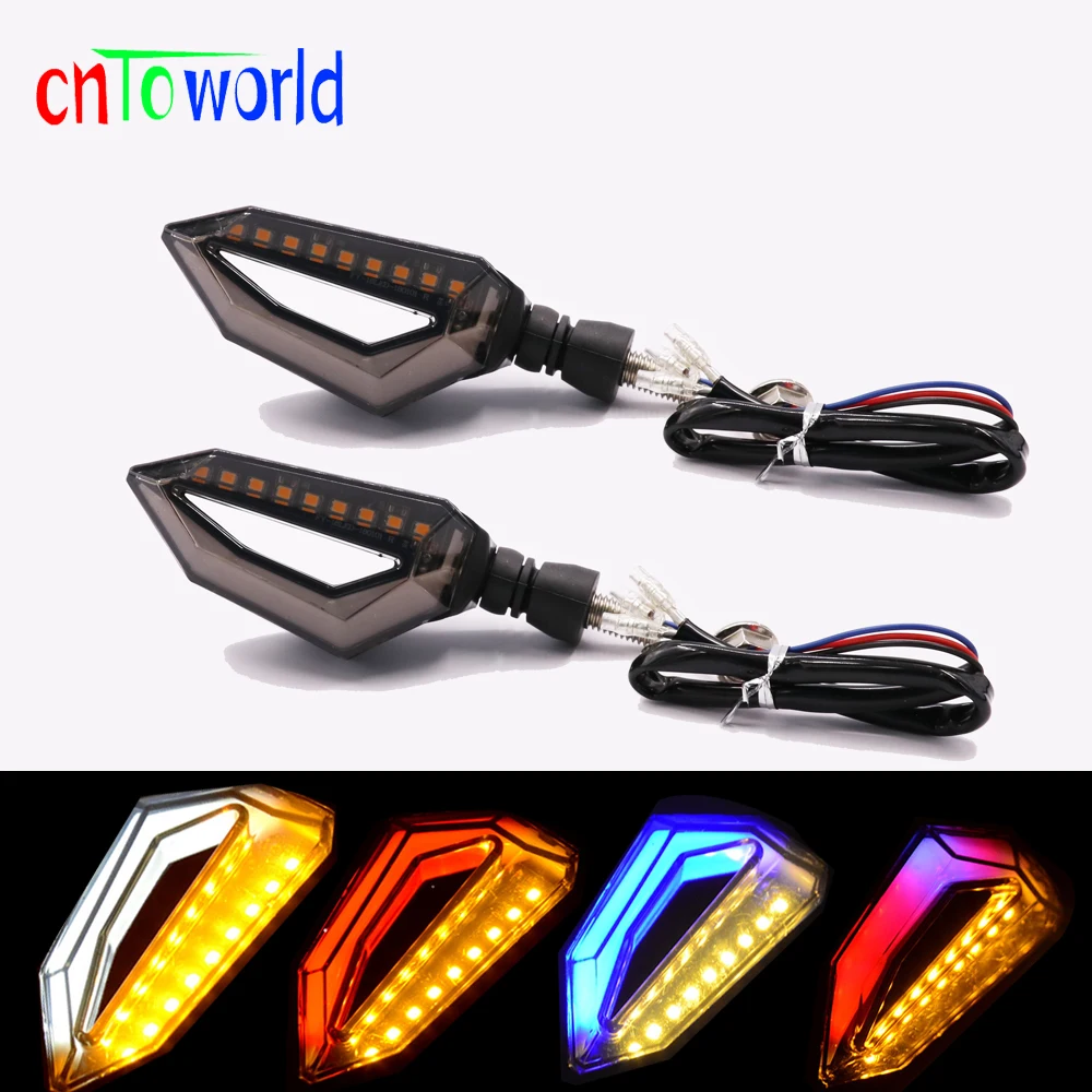 2pcs Flowing Universal Motorcycle Turn Signal Indicators 9 LED 12V Blinkers Flexible Bendable Lamp Light Amber Blue Red White (1)