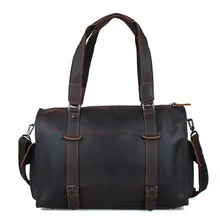 Luxus Vintage Crazy Horse Echtes Leder Reisetasche Männer Duffle Gepäck Verpackung Würfel Leder Große Weekend Bag Übernachtung Tote