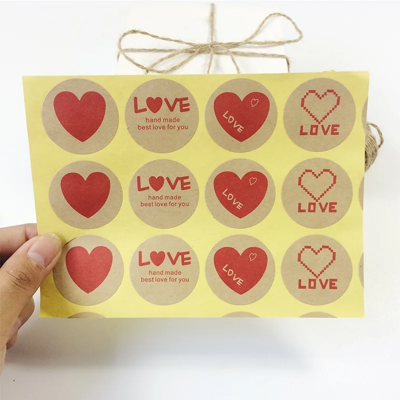 1200 шт./лот Серия Love Heart винтажная круглая крафт бумага в римском стиле наклейка