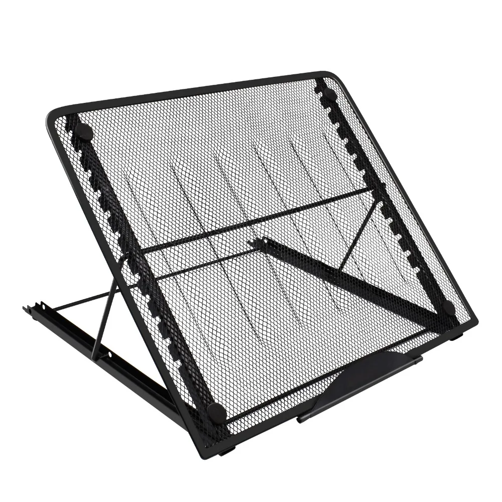 Adjustable Mesh Ventilated Laptop Stand Black Folding Desktop Light Box