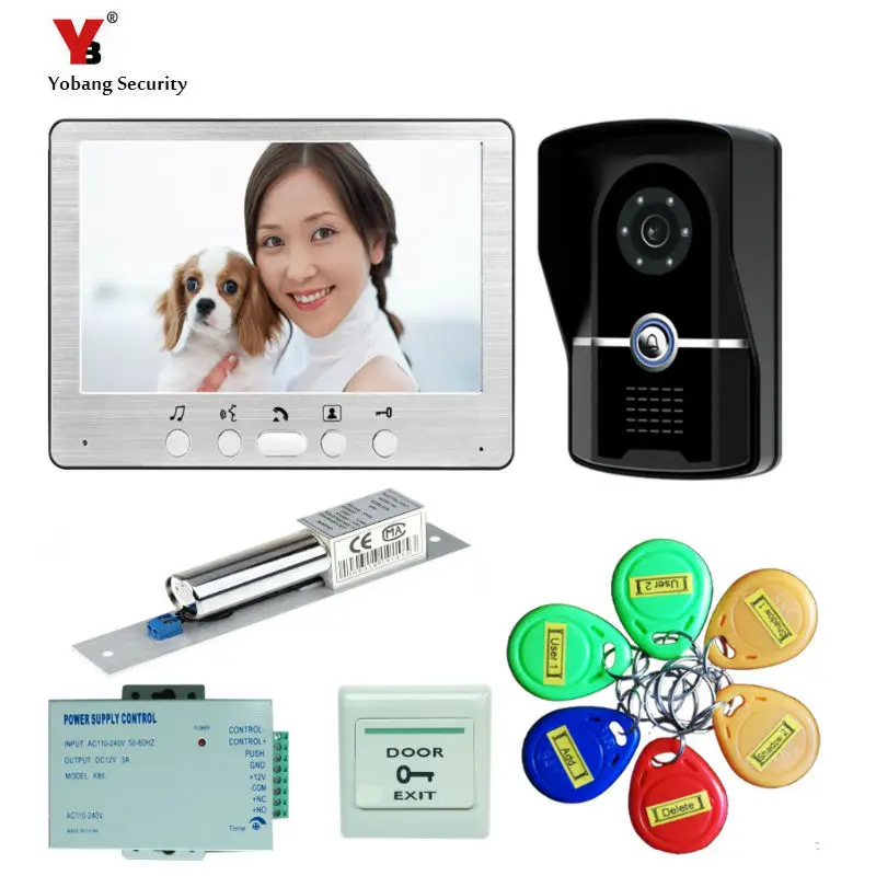 

Yobang Security 7" Video Doorbell Phone Video Intercom Door Intercom Doorphone IR Night Vision Camera Doorbell Kit for Apartment