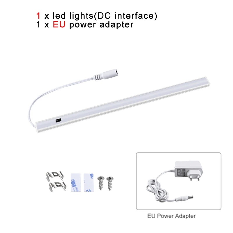 DC LED light EU Plug 12V ручная развертка Сенсор жесткая лента шкаф светильник 30/40/50 см ручная развертка Кухня светильник для Лестницы спальни гардероб авто светодиодный бар светильник s - Цвет: DC LED light EU Plug