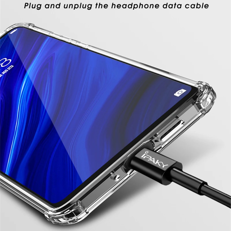 Чехол для Huawei P30 IPAKY задний бампер из ТПУ Гибридный прозрачный суперударопрочный