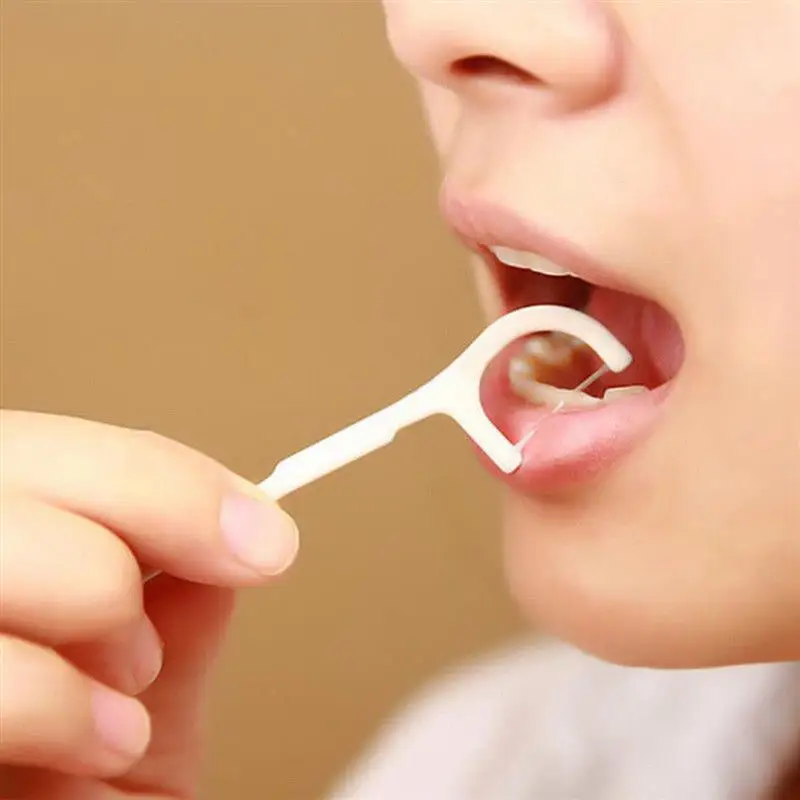 100 шт Пластиковый стоматологический Стик для зубной нити нейлоновая проволока Портативный уход за зубами очиститель для чистки зубов набор инструментов для гигиены полости рта