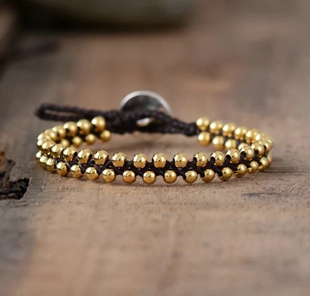 

New Womens Bracelet Gold Color Beads String Braided Bracelets Wholesale Bohemia Friendship Bracelet Dropshipping