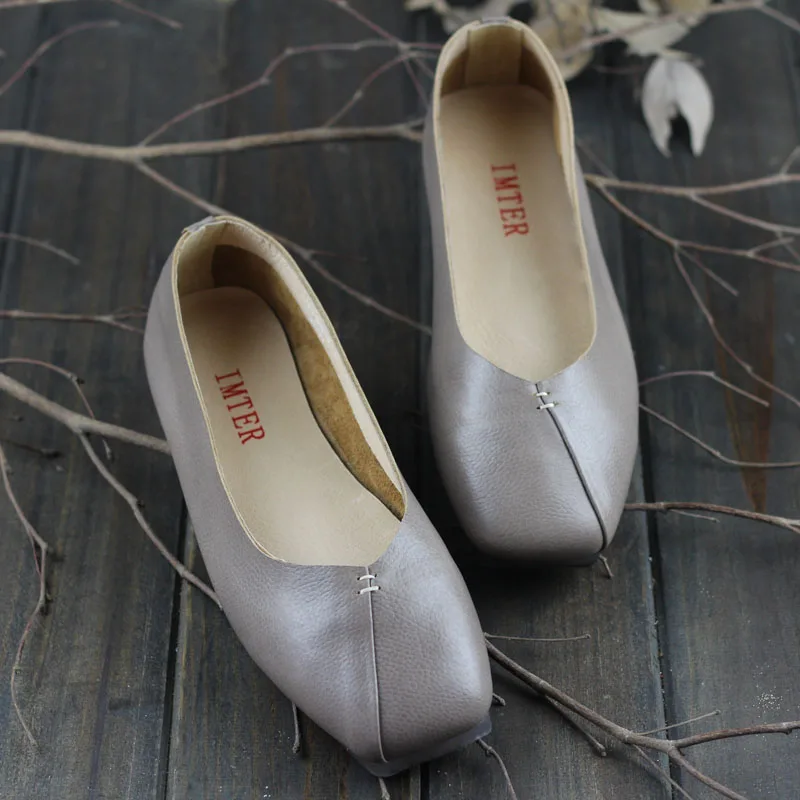 

New retro first layer leather women's shoes leather spring and autumn square head single shoes