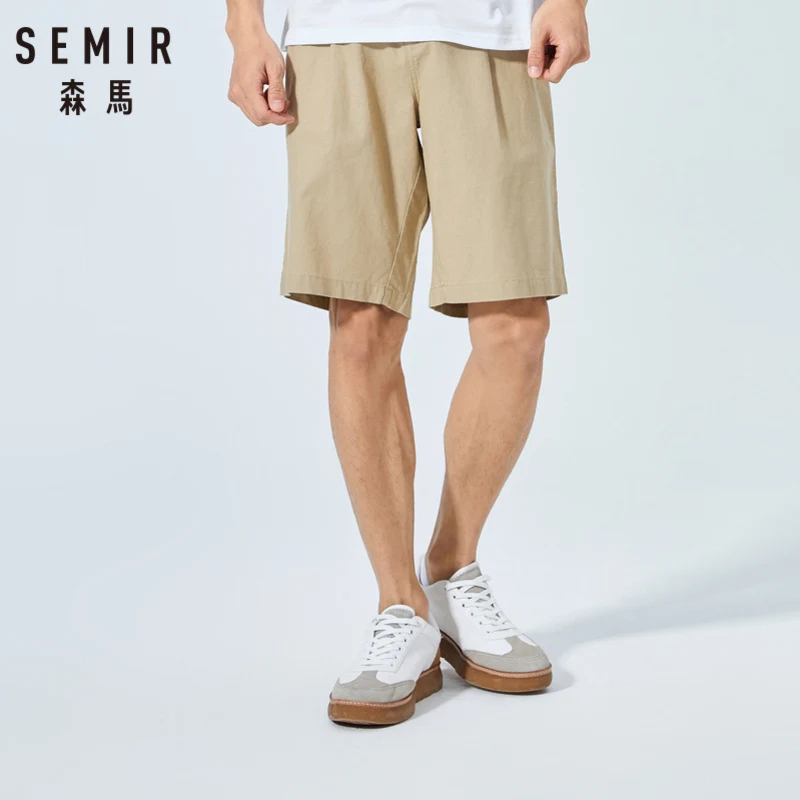 Мужские повседневные шорты SEMIR однотонные дышащие из хлопка и льна пляжные в