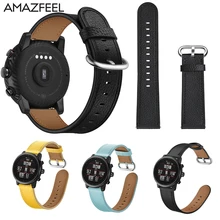 Для оригинальных Xiaomi Huami Amazfit 2 Stratos темп ремешок для часов из натуральной Кожаные Смарт-часы монитор сердечного ритма 22 мм