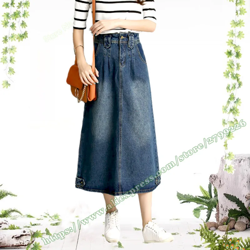 

Woman Clothes Spring and Summer Female Retro Vintage Style Loose Casual Denim Jeans a-line Midi Female Skirts for Womens