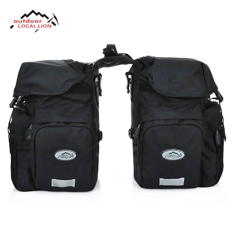Best LOCALLION Retro Canvas Bicycle Carrier Bag 50L Rear Rack Trunk Bike Luggage Back Seat Pannier Reflectivs Cycling Storage Two Bag 3