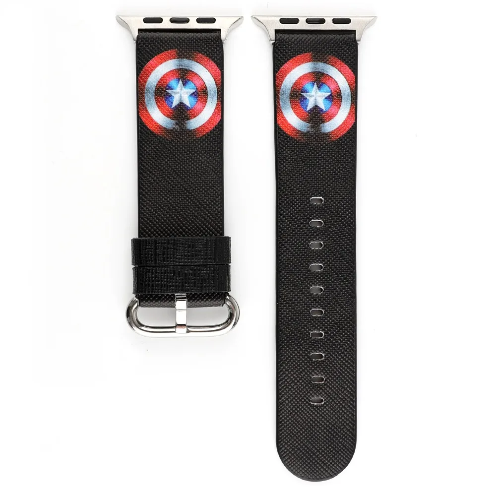 Ремешок для часов Marvel Heroes из мягкой искусственной кожи apple watch series 4 3 2 1 кожаный