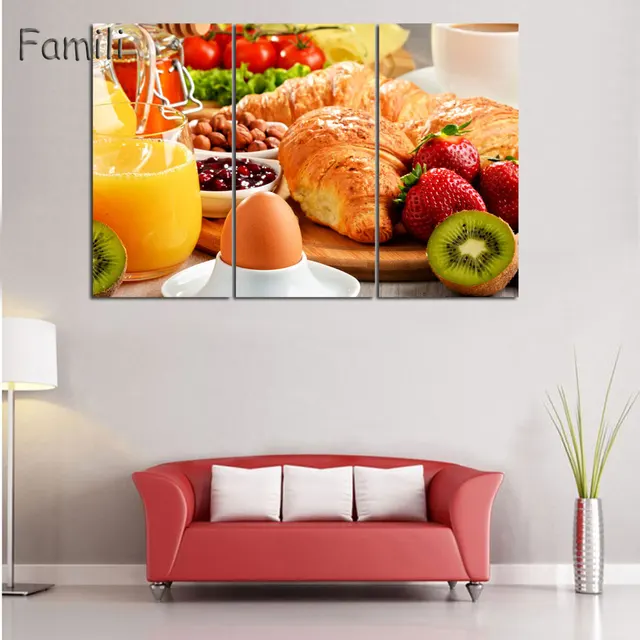 Buy 3 Piece Wall Art Painting Various Colorful Food