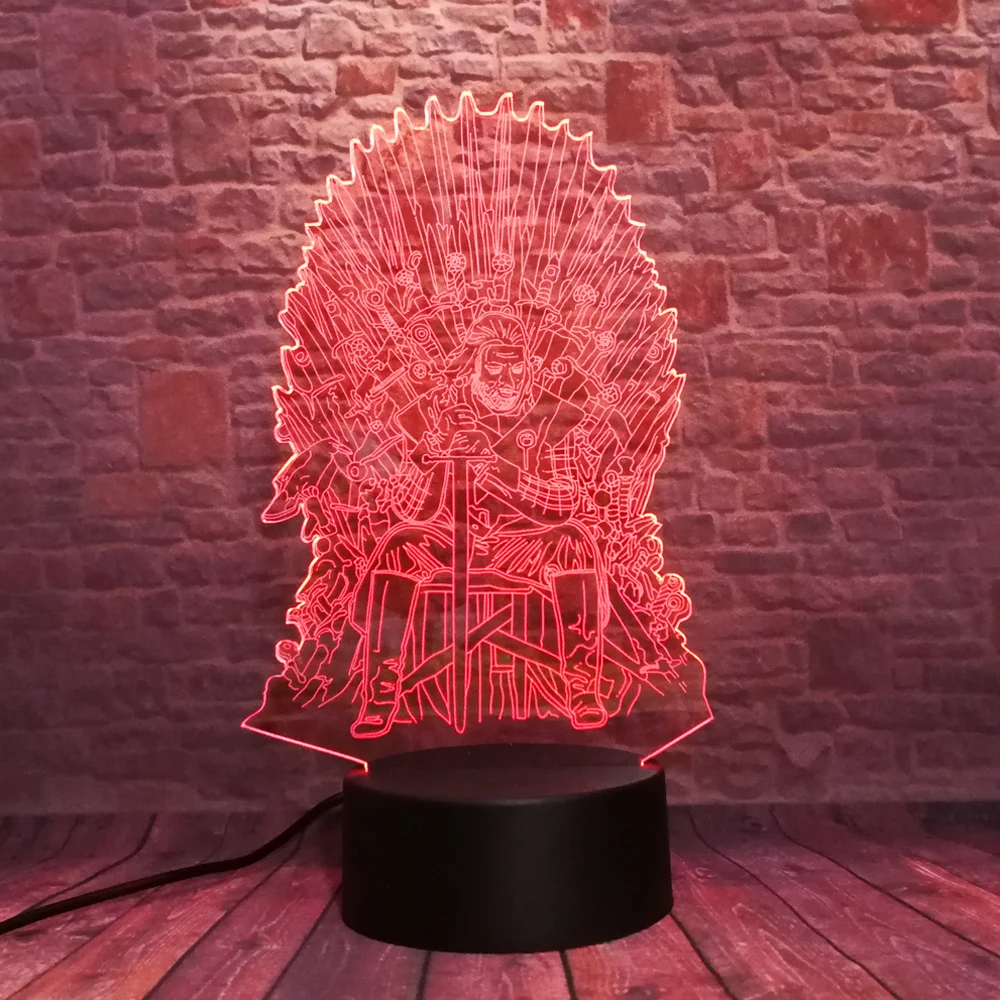 Eddard Старк трон Игра престолов песня Льда и Огня 3D 7 цветов Изменение светодиодный