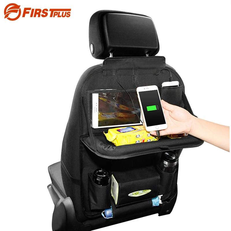 

Multi Car Back Seat Organizer Pockets Foldable Tray With USB Charger Cable For Ipad iPhone Mobile Tissue Umbrella Food Table