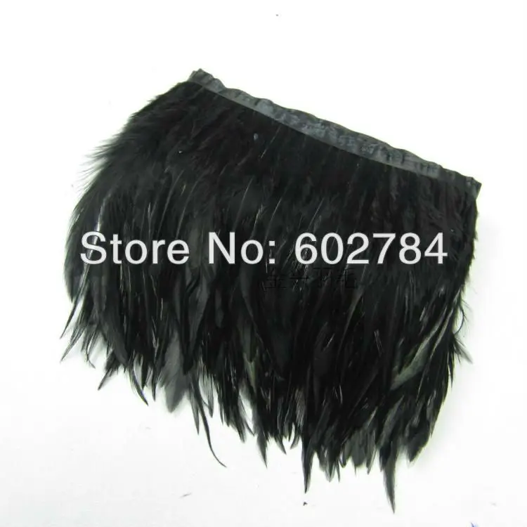 

Free Shipping 10meters Height 6-8" (13-18cm) black Rooster Hackle Feather tail Rooster feather Trimming Fringe
