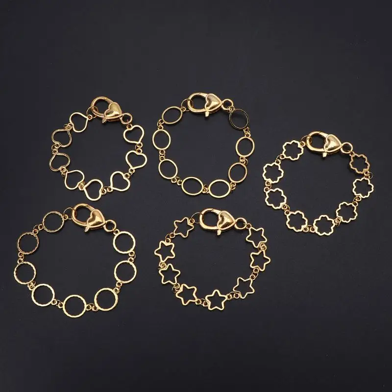 DIY Metal Blank Frame Chain Bracelet Round Heart Bezel Setting UV Resin Jewelry | Украшения и аксессуары