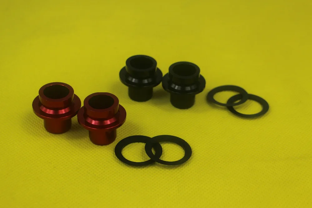 Powerway M42 front hub 100mm x M15 thru axle end caps black red PHB M42