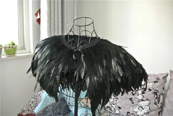 

4 PLY Black feather cape top feather shawl Carnival feather shoulder shrug feather clothing