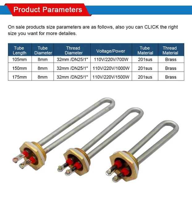 【翌日発送可能】 LJXH 1.0インチ電気発熱体、ボイラーヒーター/ウォーター WaterHeaters&Parts