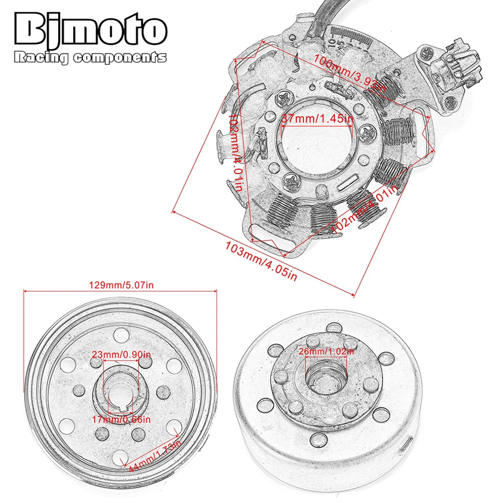 BJMOTO катушка зажигания МАГНЕТО СТАТОР маховик для Yamaha Banshee 350 YFZ350 1987-1994 МАГНЕТО СТАТОР в сборе