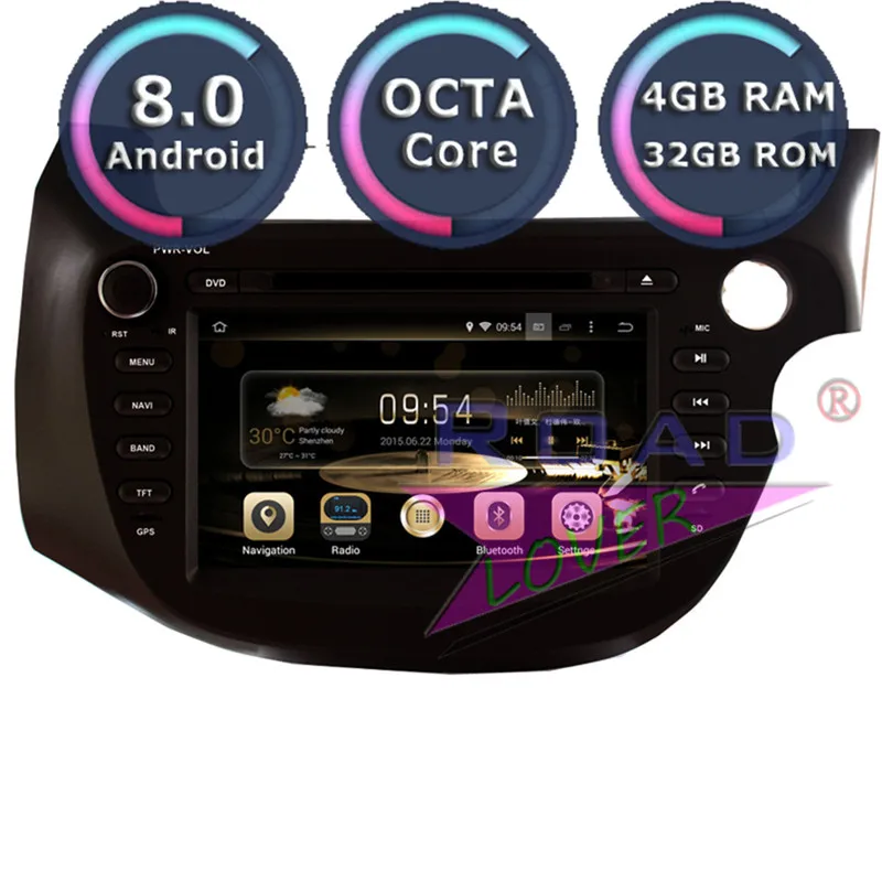 Roadlover Android 8,0 Автомобильный мультимедийный dvd-плеер аудио для Honda Fit Jazz 2007-RHD стерео gps навигации Automagnitol 2Din радио