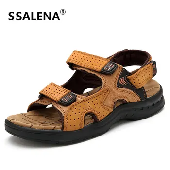 

Men Tracking Summer Walking Sandals Male Vintage Open-Toed Leather Sandals Mens Breathable Native Beach Shoes AA51628
