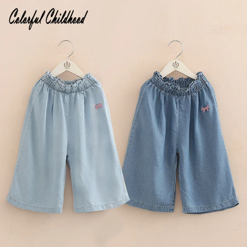 Embroidered Wide Leg Pants Kids Clothing Spring Summer Girls Jeans Baby