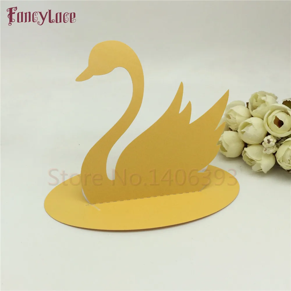 

50 Pcs Wine Guest Swan Design Place Cards Favor Decor Chic Pearlescent Name Place Cards Wedding Party Table Decoration Supplies