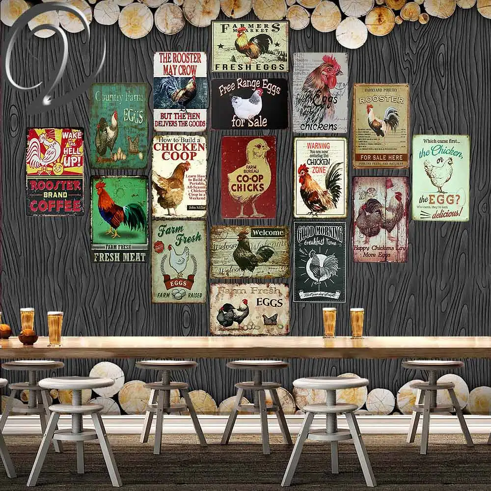 Us 120 Chicken Coop Farm Fresh Egg Coop Chicks Garden Metal Tin Sign Wall Decor Shabby Chic Kitchen Home Wall Crafts Plaque Sign In Plaques Signs
