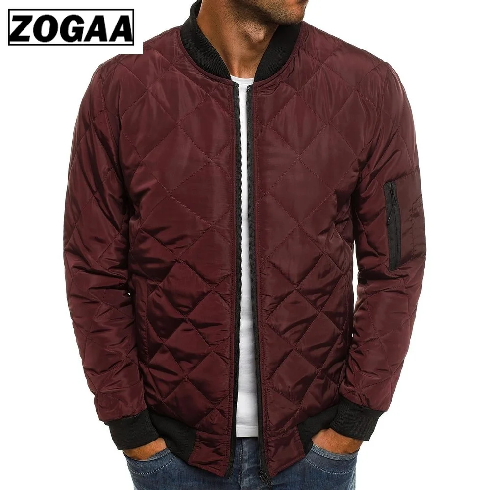 

ZOGAA Men Autumn Casual Plaid Parkas Jacket Wind Breaker Solid Color Brand Overcoat Winter Clothes Zipper Jackets