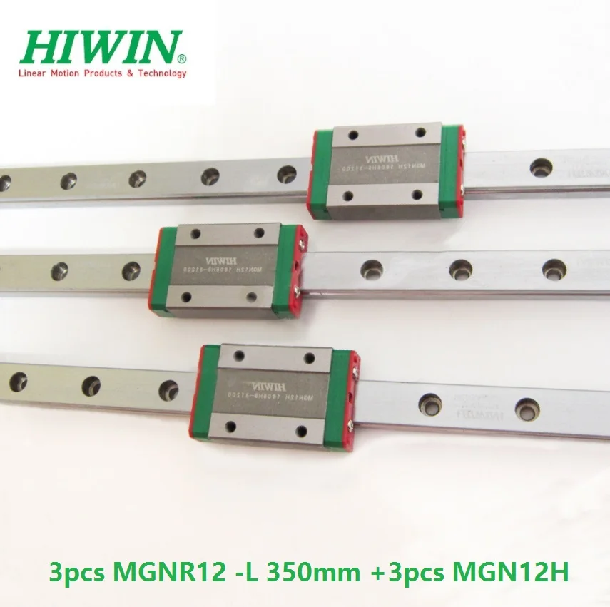 

3pcs Taiwan Original HIWIN linear guide rail MGN12 -L 350mm + 3pcs MGN12H mini sliding blocks for CNC kit MGNR12 12mm