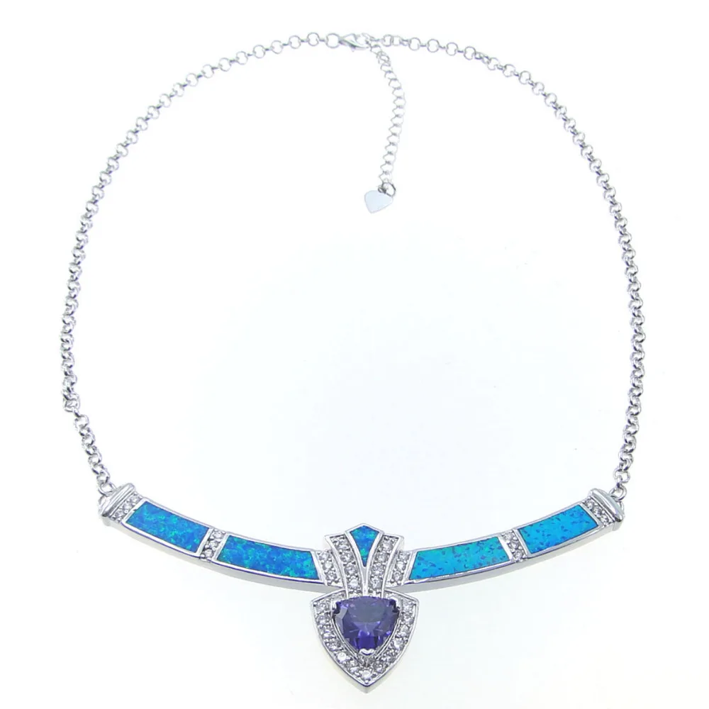 

Fashion Jewelry High Quality Opal Jewelry Silver Plated Women Pendants Necklace with Blue Fire Opal Pendant for Women Party Gift