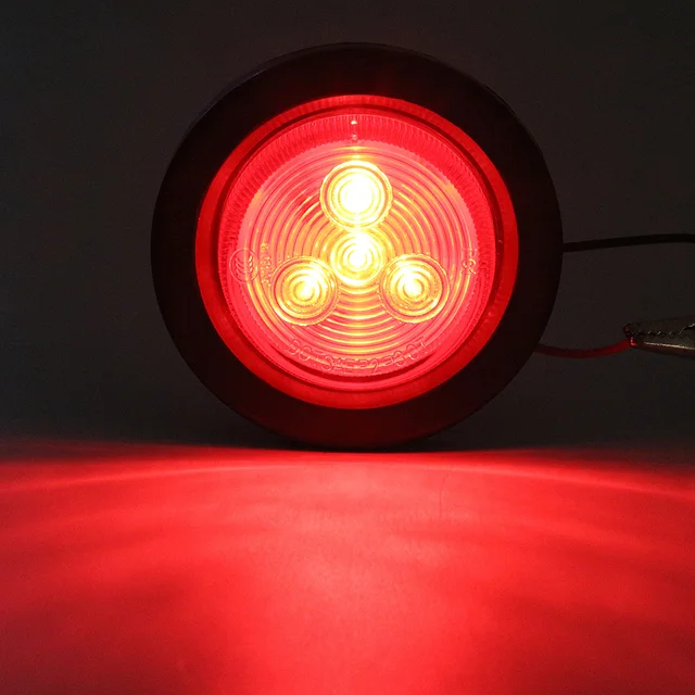 2'' Round Side Marker 4 LED Light Signal Lamp Reflectors Truck Side