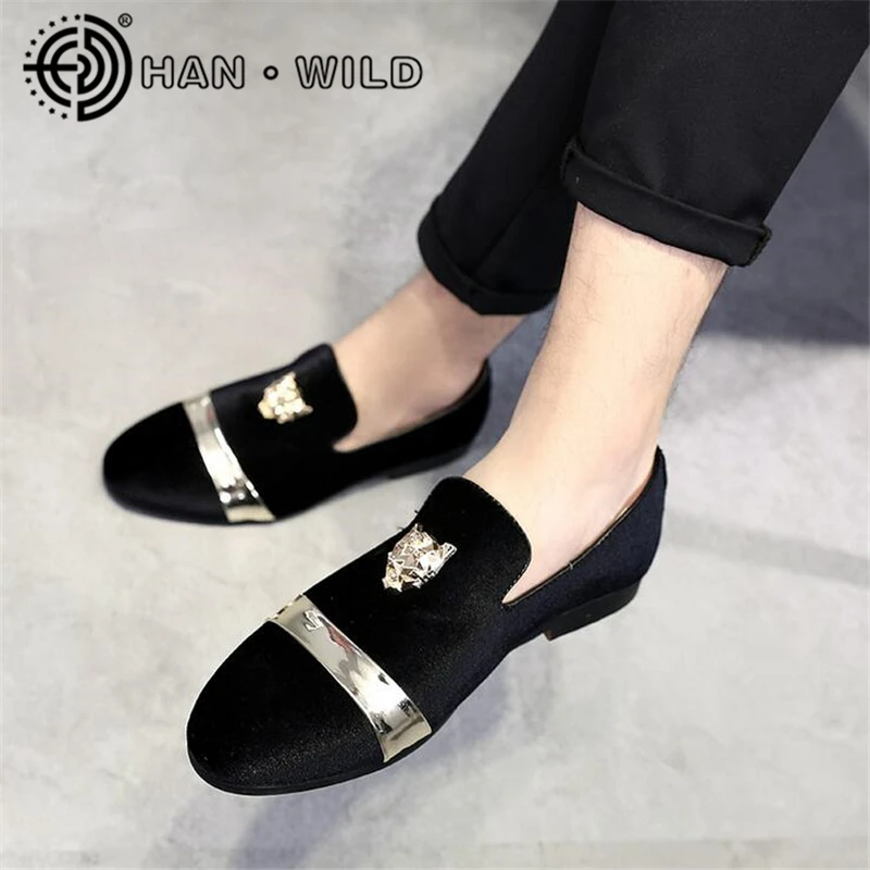 Casamento Ouro vermelho Dos Novos Mocassins Vestido Tigre Com Handmade Flats Fivela azul Homens Da Veludo Sapatos Sapata Festa De Mulher Moda Preto nYgqwOS