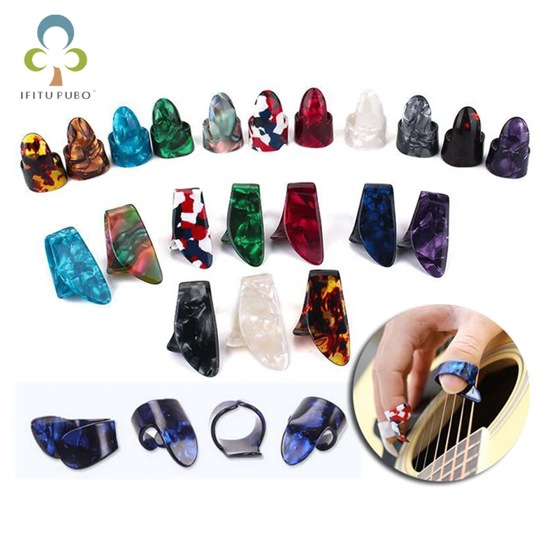 

4pcs/set Plastic Guitar Picks rings 1 Thumb Pick + 3 Finger Nail Guitar Picks Plectrums Set Guitar Parts Accessories 2 Sizes