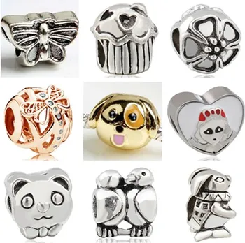 

Vintage Punk Small Statement Christmas DIY Beads Apple Rabbit Flowers Crystal Beads Charms Fit Pandora Bracelets Women Making