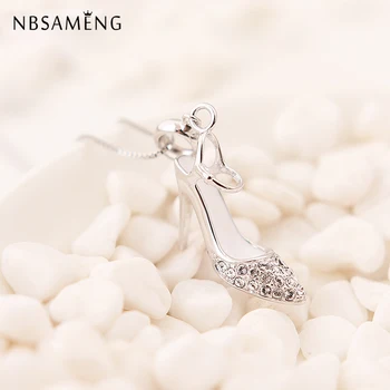 

New 100% 925 Sterling Silver Beads Charm Crystal Shoe High Heel Pave CZ Pendant Charms Fit Pandora Bracelets DIY Women Jewelry