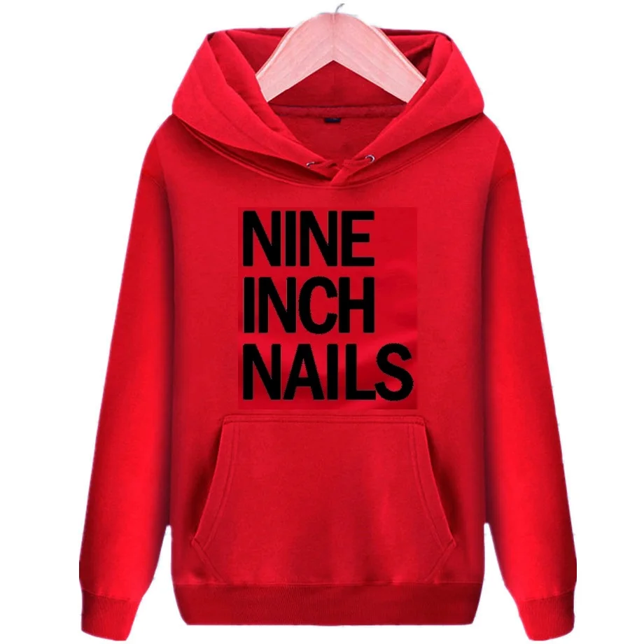 Nine Inch Nails letter printed fleece hoodie NIN rock band hooded