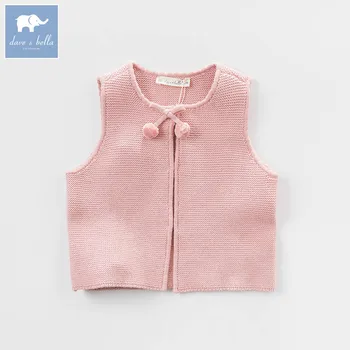 

DB7359 dave bella spring baby girls fashion knitted vest soft kids coats toddler coat children clothes