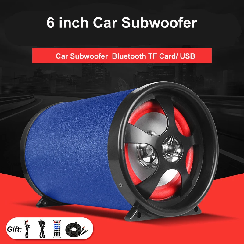 Универсальный автомобильный сабвуфер Bluetooth 6 дюймов 12 В 24 220 80 Вт HIFI звук супер бас