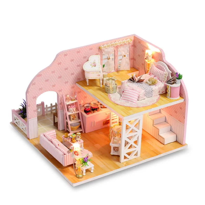 Кукольный дом Миниатюрный Кукольный Домик DIY Handmand сборка мини-комнатный дом модель здания кукольные домики мебель игрушка для детей подарок - Цвет: ZWX084