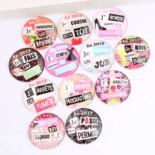 Onwear mix 2019 palavras francesas foto de vidro redondo cabochão 18mm 20mm 25mm 30mm diy plana volta artesanal jóias descobertas