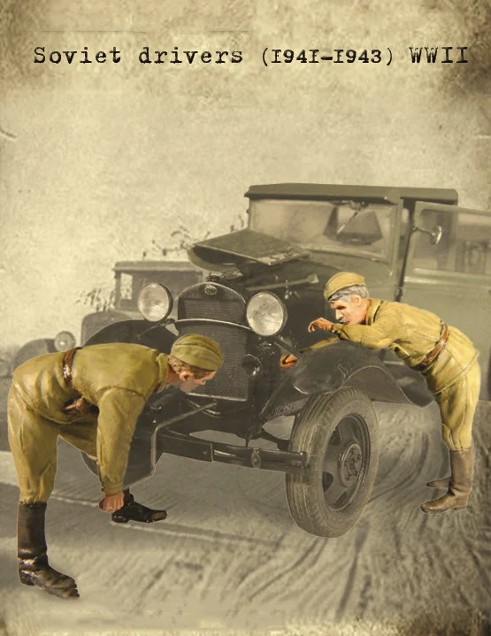

Unpainted Kit 1/35 Soviet drivers (1941-1943) winter not have car figure Historical Figure Resin Kit Miniature