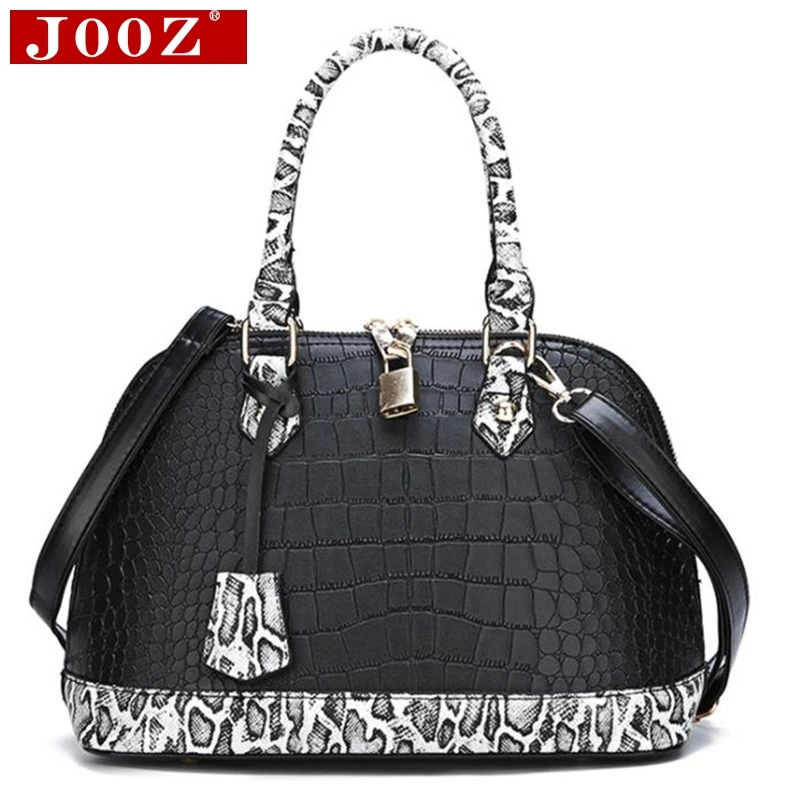 

Shell pu leather ladies handbag snake stitching shoulder bag women's new fashion luxury key lock tote bag