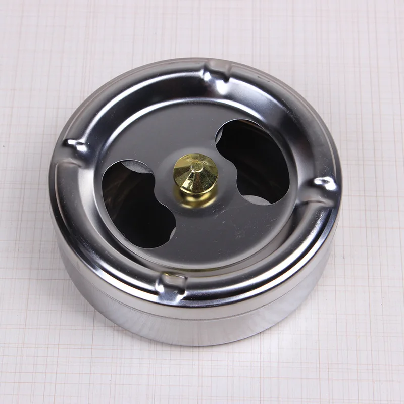 

Creative Home New Practical Smoking Accessories Stainless Steel Ashtray Lid Rotation Fully Enclosed Home Gadgets