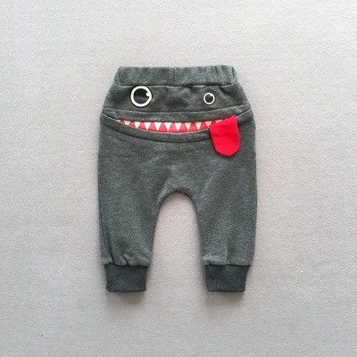 Повседневные осенние штаны с рисунком для маленьких мальчиков Хлопковые Штаны-шаровары свободные штаны для новорожденных - Цвет: Gray