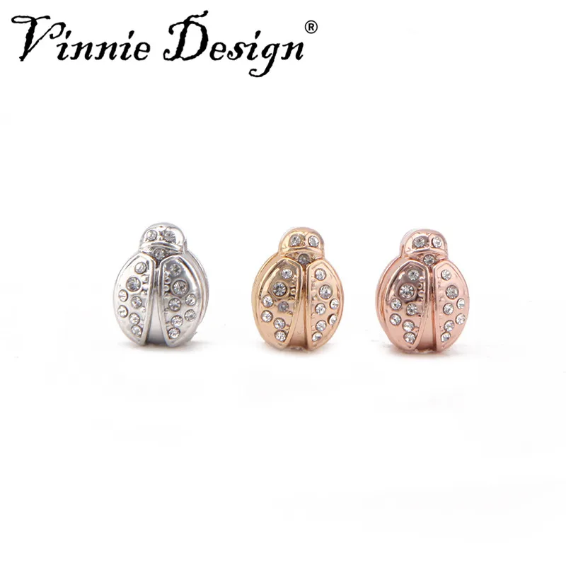 

Vinnie Design Jewelry Ladybug Slide Charms for Wrap Mesh Keepers Bracelets DIY Accessories Making 10pcs/lot